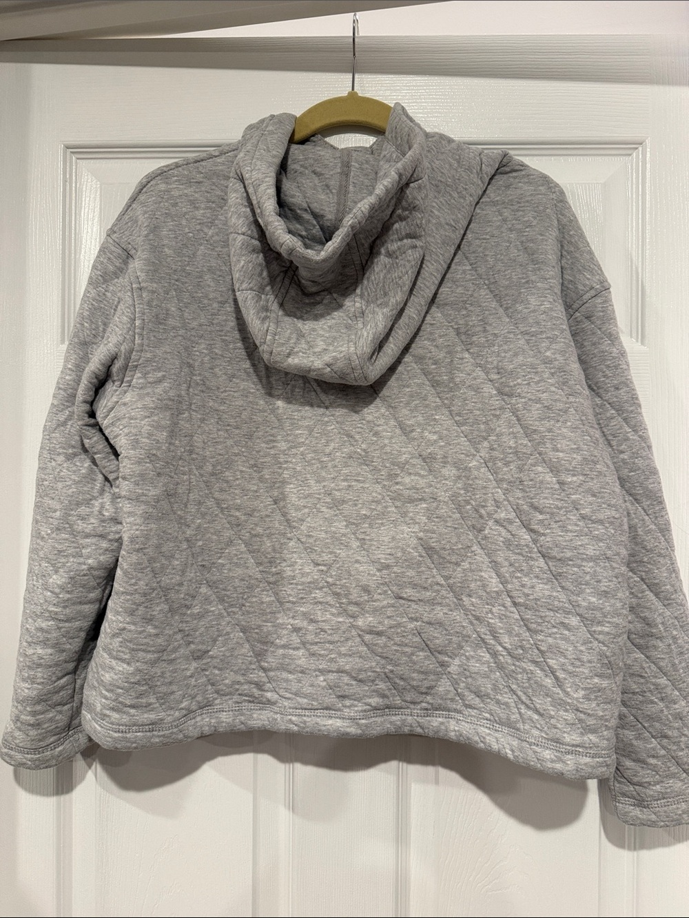 Lands' End Quilted Snap-Placket Pullover Hoodie - Gray - Picture 2 of 2